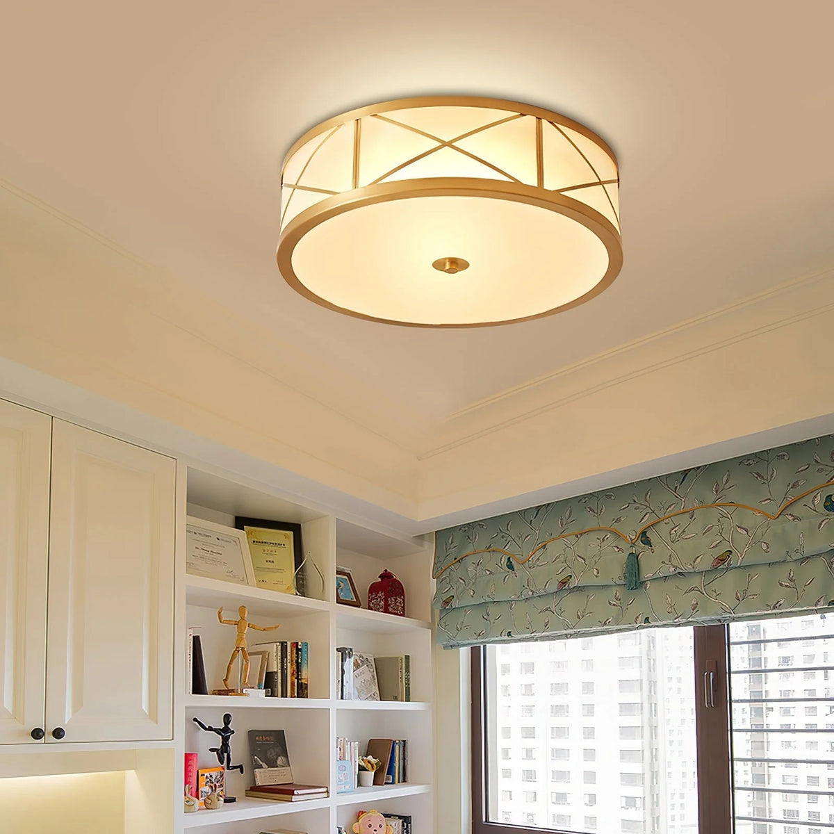 Ceiling Light | Brass & Glass Shade | 3- Or 4-Light