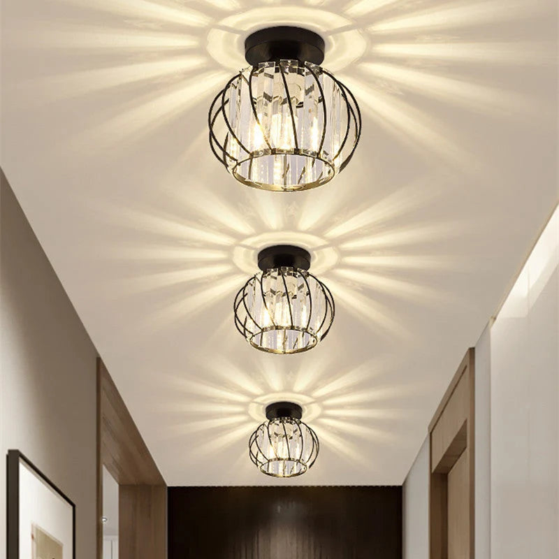 Ceiling Light | Crystal & Metal Frame | E27 Bulb Base