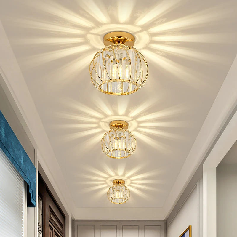 Ceiling Light | Crystal & Metal Frame | E27 Bulb Base