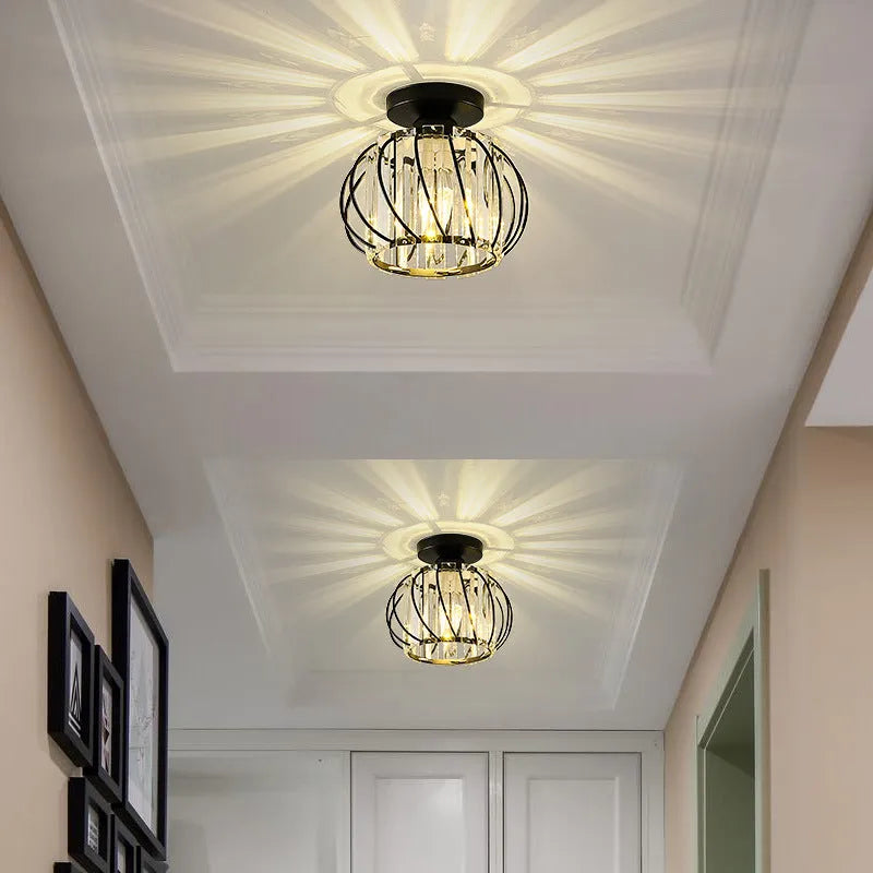 Ceiling Light | Crystal & Metal Frame | E27 Bulb Base
