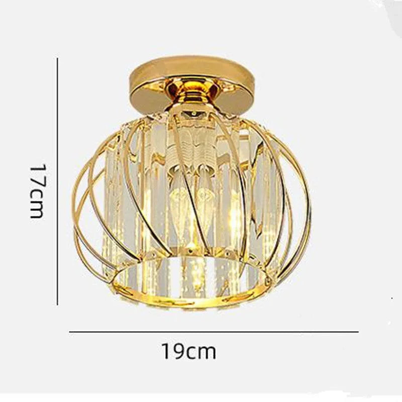 Ceiling Light | Crystal & Metal Frame | E27 Bulb Base