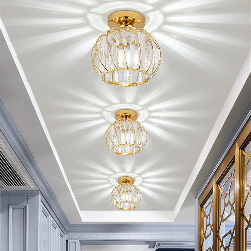 Ceiling Light | Crystal & Metal Frame | E27 Bulb Base