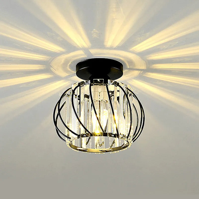 Ceiling Light | Crystal & Metal Frame | E27 Bulb Base