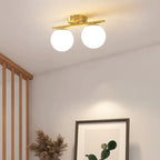 Ceiling Light | Glass Globe & Gold Accents | Warm White
