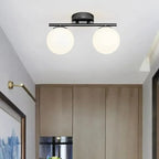 Ceiling Light | Glass Globe & Gold Accents | Warm White