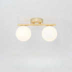 Ceiling Light | Glass Globe & Gold Accents | Warm White
