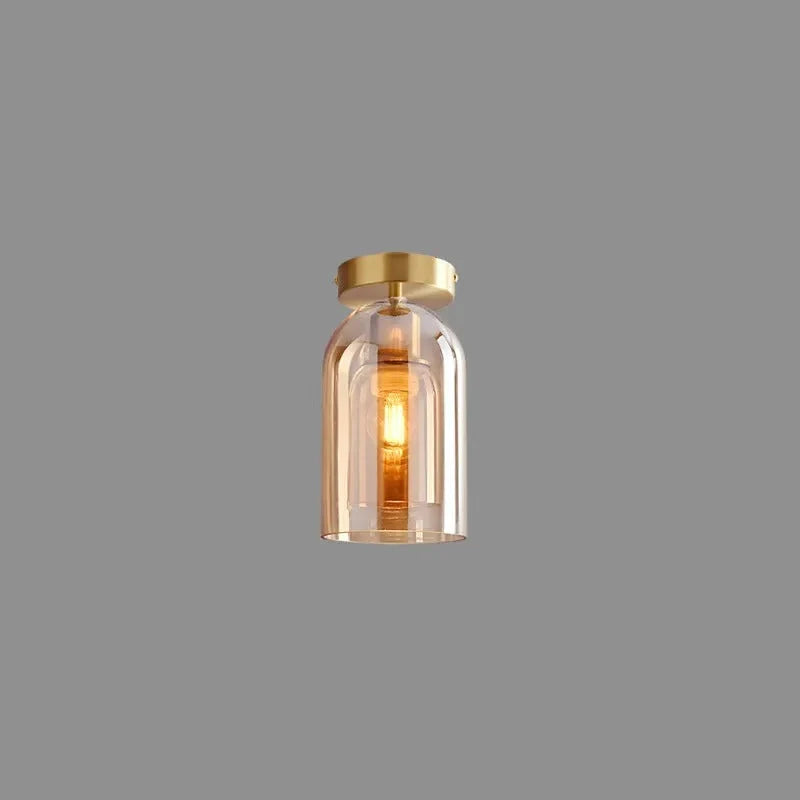 Ceiling Light | Glass Shade & Copper Fixture | Includes 3-Color LED Bulb