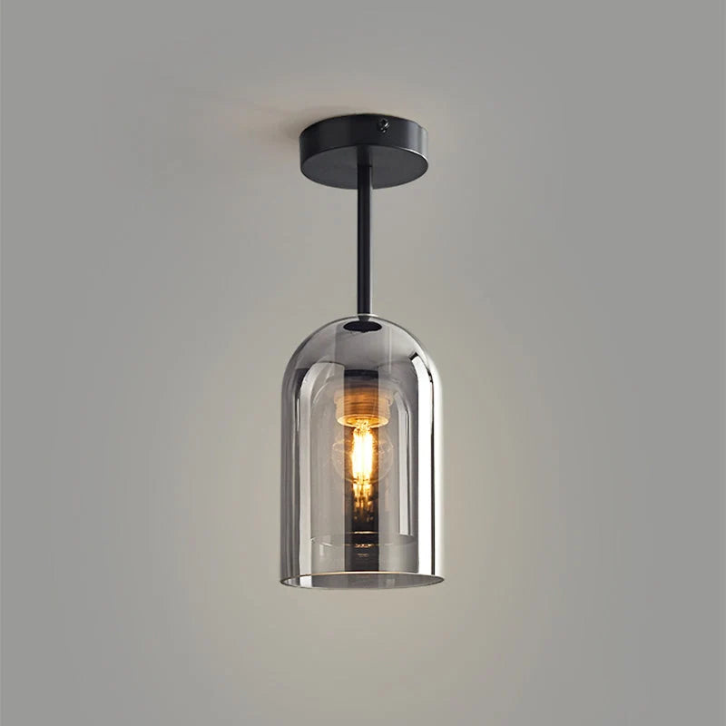 Ceiling Light | Glass Shade & Copper Fixture | Includes 3-Color LED Bulb