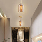Ceiling Light | Glass Shade & Copper Fixture | Includes 3-Color LED Bulb
