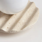 Ceiling Light | Hand-Carved Travertine Wave & Opal Glass