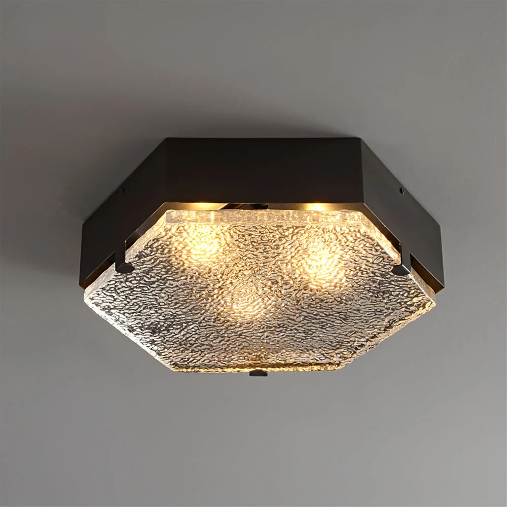 Ceiling Light | Hexagonal Opal Glass & Copper Finish