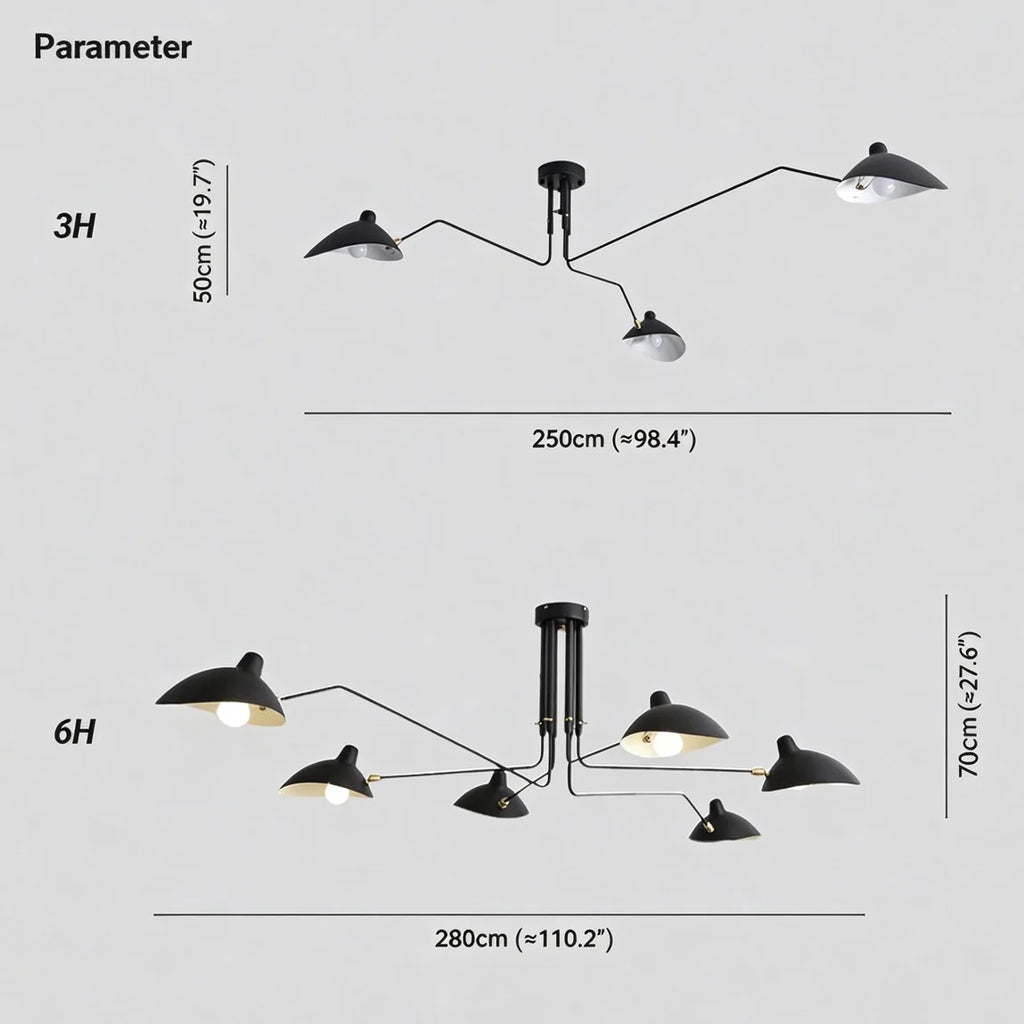 Ceiling Light | Industrial Black Metal & Adjustable Directional Heads