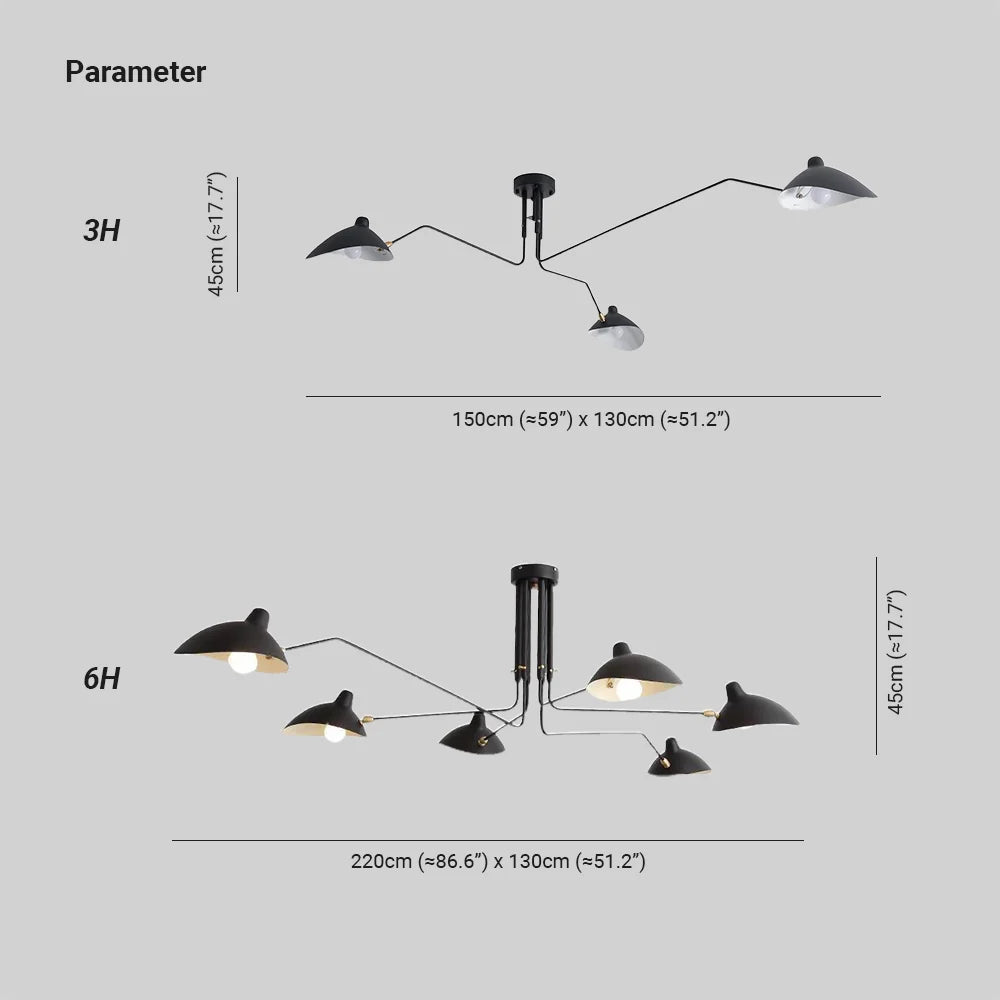 Ceiling Light | Industrial Multi-Arm & Adjustable Heads | E26/E27 Base