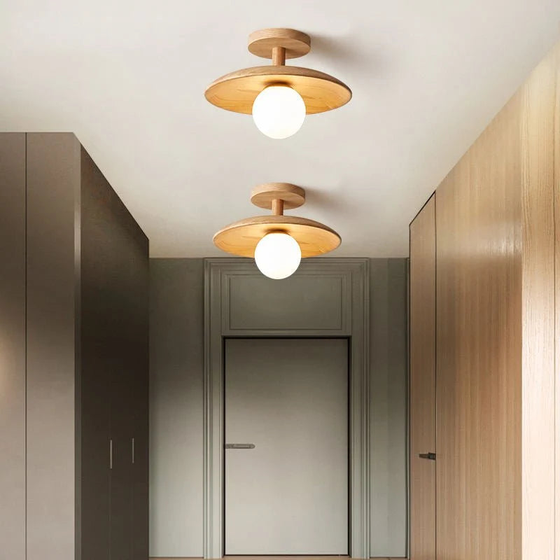 Ceiling Light | Japanese Minimalist Wood & Acrylic | E27 Socket