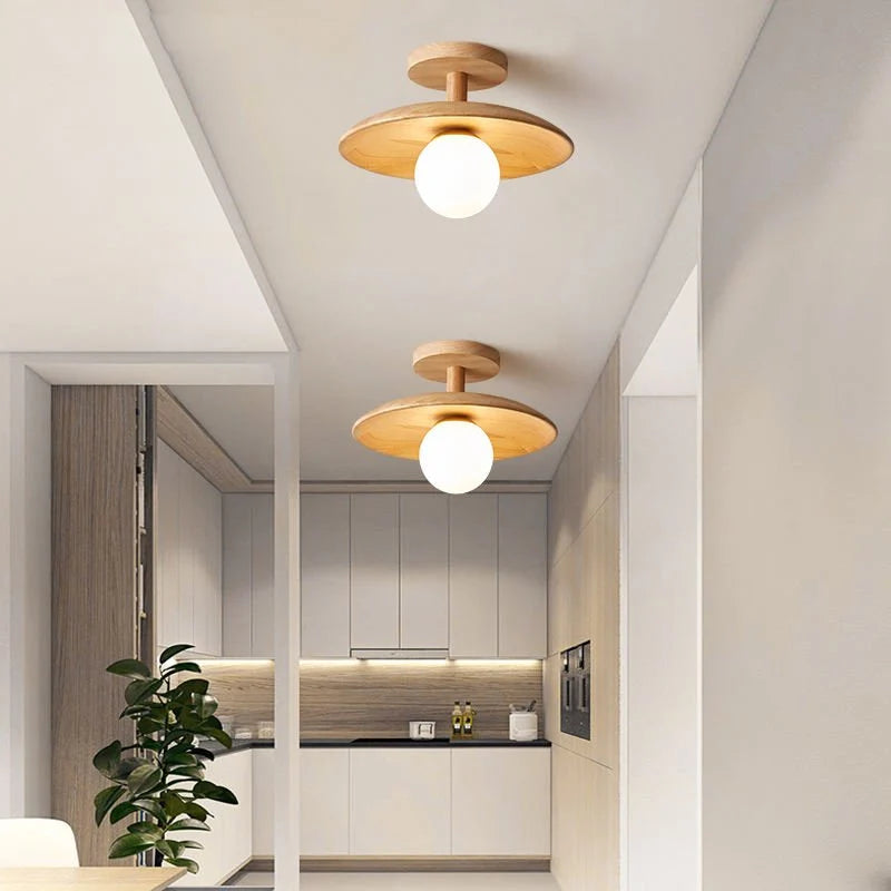 Ceiling Light | Japanese Minimalist Wood & Acrylic | E27 Socket