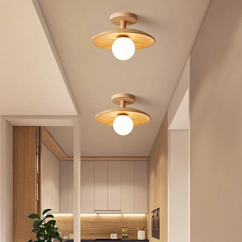 Ceiling Light | Japanese Minimalist Wood & Acrylic | E27 Socket