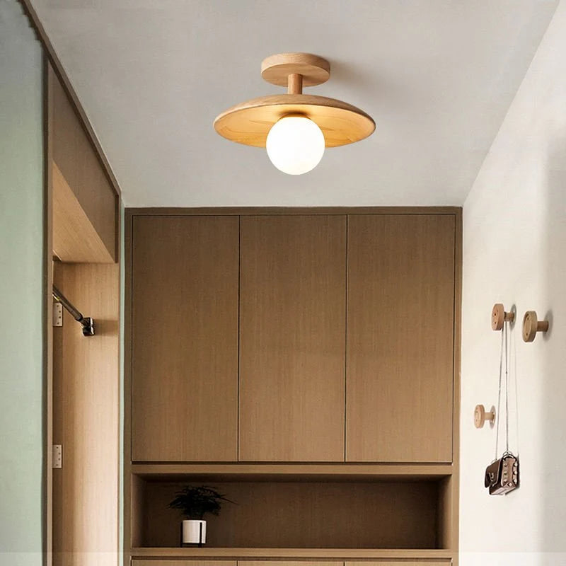 Ceiling Light | Japanese Minimalist Wood & Acrylic | E27 Socket