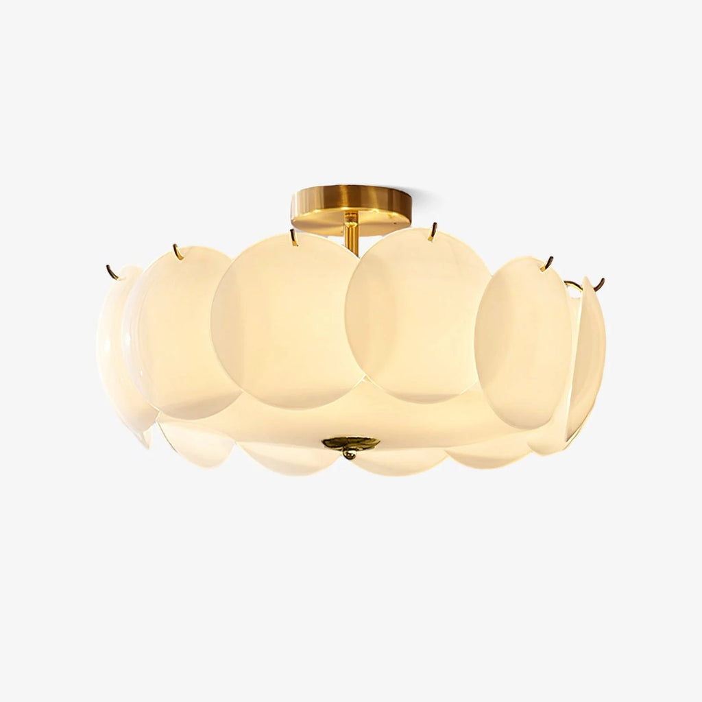 Ceiling Light | Layered Glass Disc Shades & Brass Finish | Semi-Flush