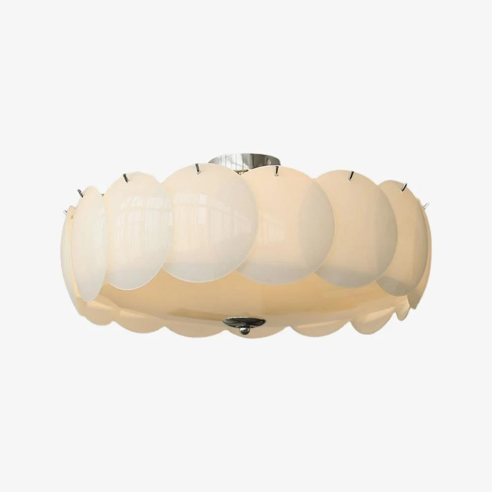 Ceiling Light | Layered Glass Disc Shades & Brass Finish | Semi-Flush