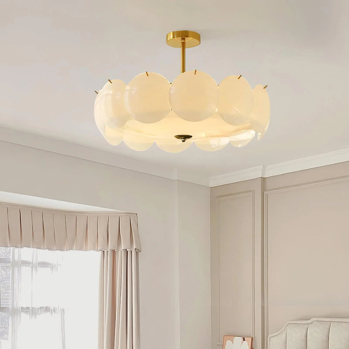 Ceiling Light | Layered Glass Disc Shades & Brass Finish | Semi-Flush