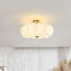 Ceiling Light | Layered Glass Disc Shades & Brass Finish | Semi-Flush