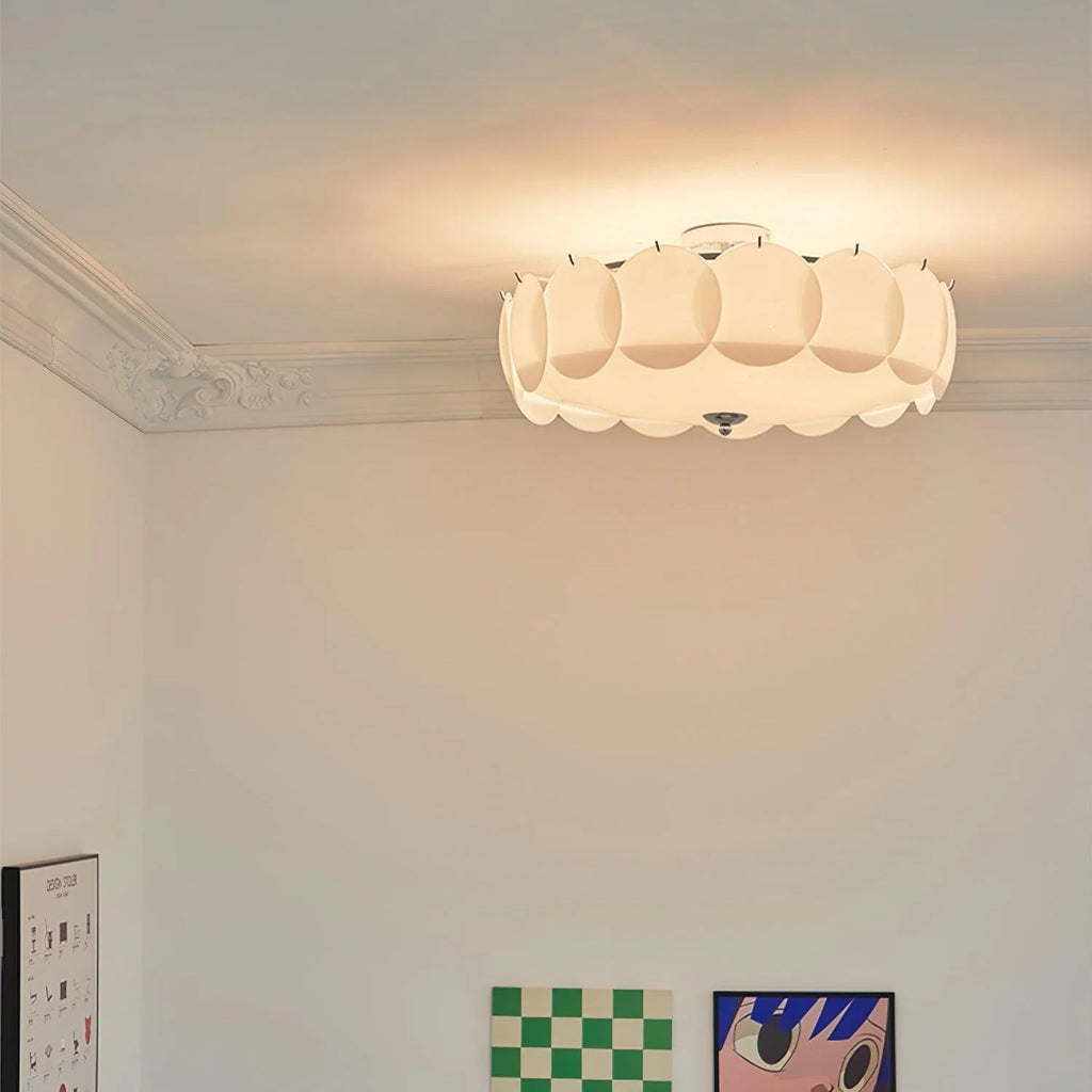 Ceiling Light | Layered Glass Disc Shades & Brass Finish | Semi-Flush