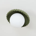 Ceiling Light | Scalloped Metal Shade & Opal Glass Globe | Flush-Mount