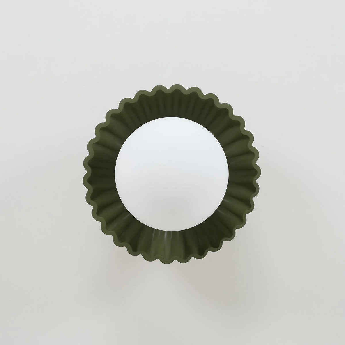 Ceiling Light | Scalloped Metal Shade & Opal Glass Globe | Flush-Mount