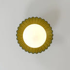 Ceiling Light | Scalloped Metal Shade & Opal Glass Globe | Flush-Mount