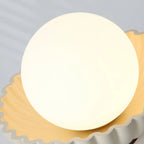Ceiling Light | Scalloped Metal Shade & Opal Glass Globe | Flush-Mount