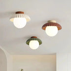Ceiling Light | Scalloped Metal Shade & Opal Glass Globe | Flush-Mount