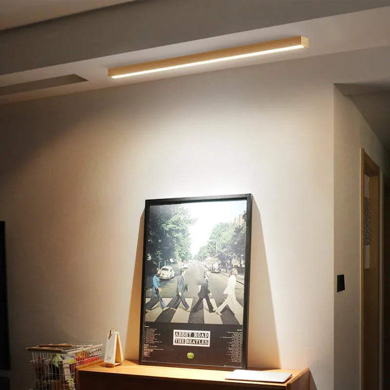 Ceiling Light | Slim Linear 3-Color LED | Wood & Acrylic