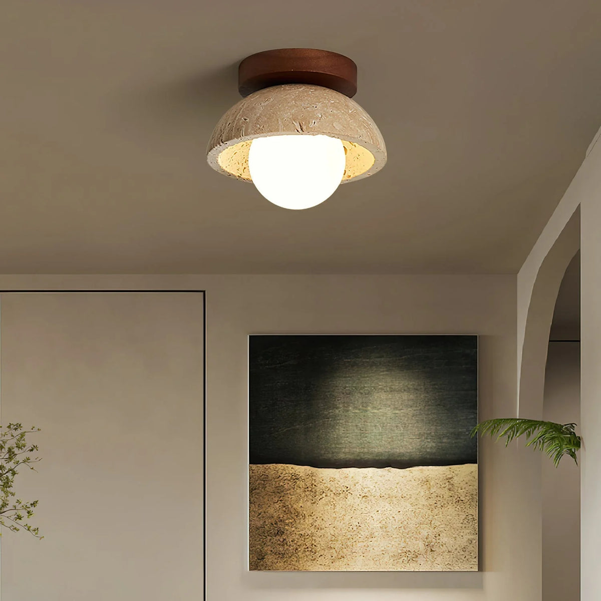 Ceiling Light | Travertine & Wood Ambient Lighting