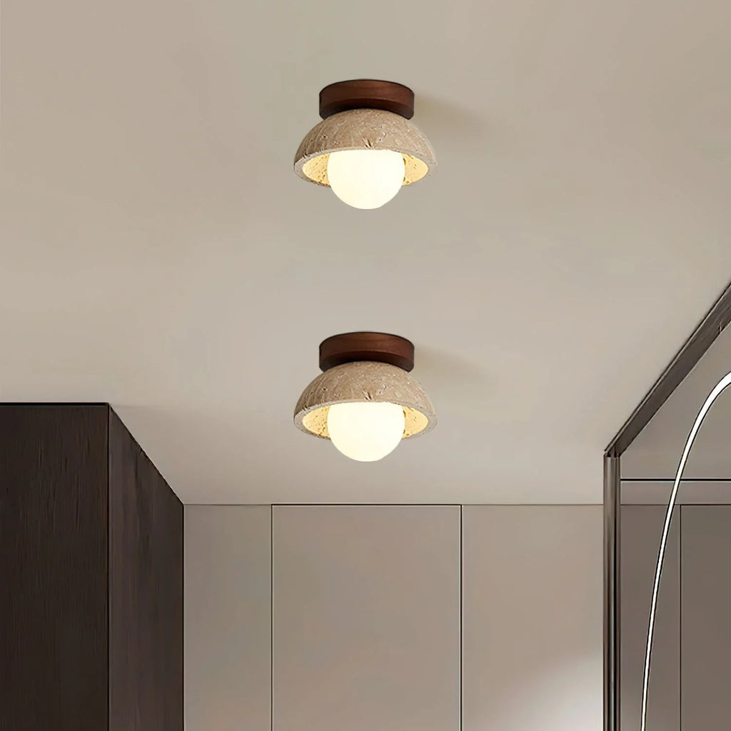 Ceiling Light | Travertine & Wood Ambient Lighting