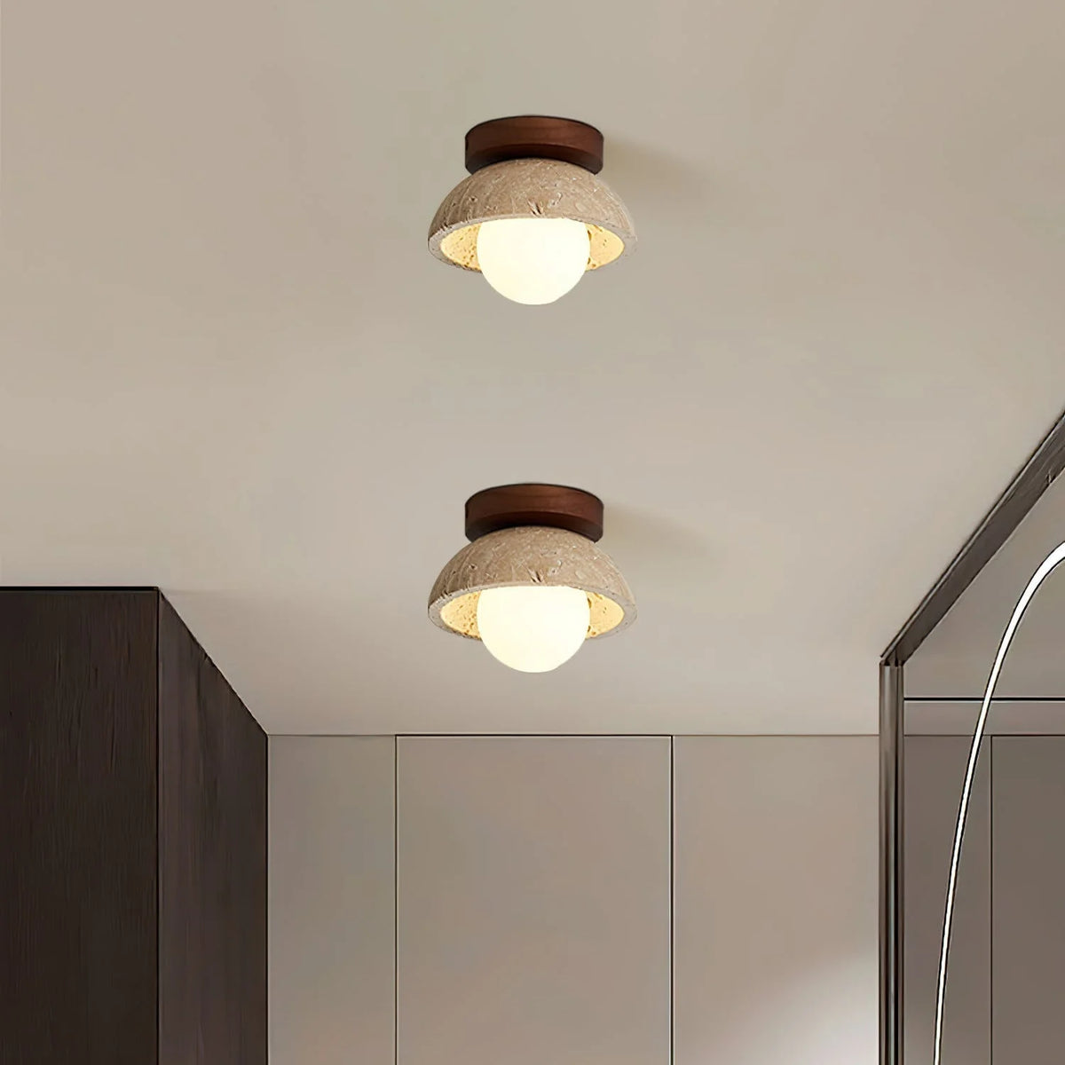 Ceiling Light | Travertine & Wood Ambient Lighting