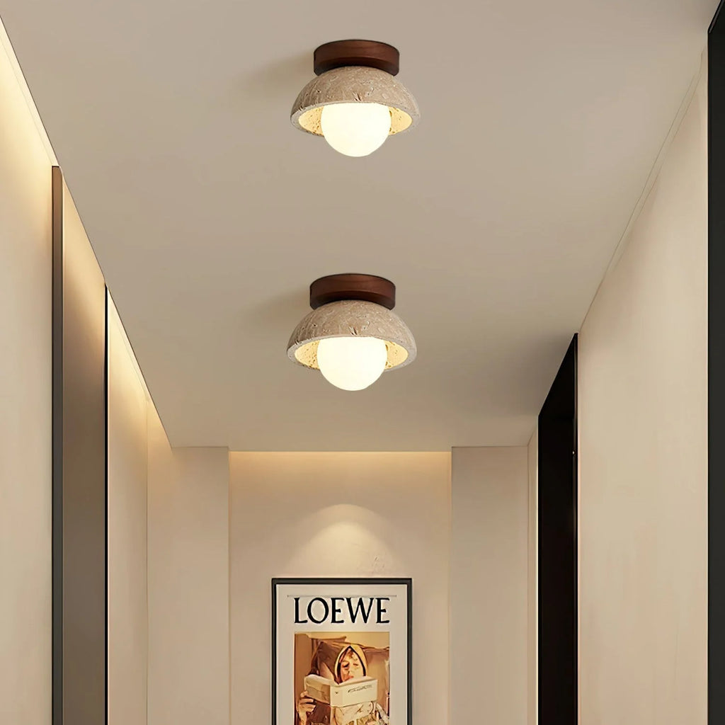 Ceiling Light | Travertine & Wood Ambient Lighting