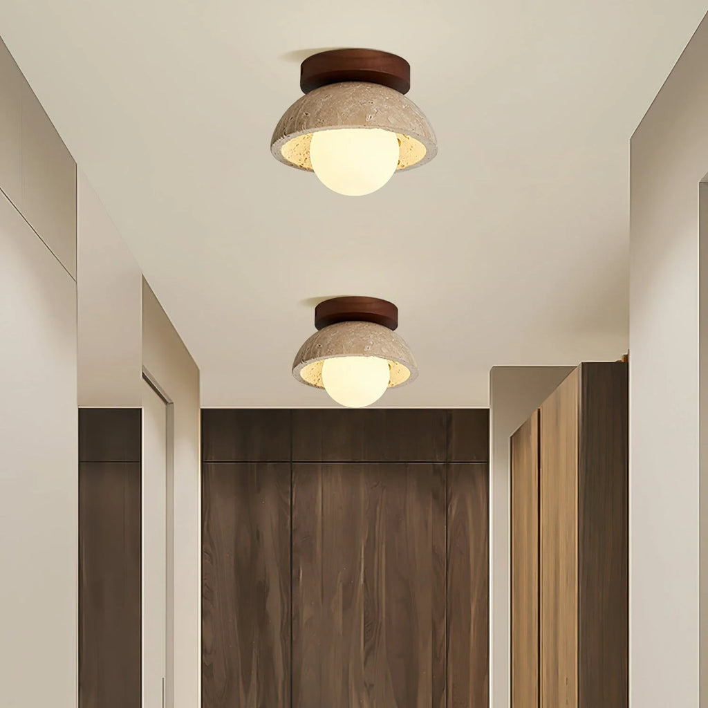 Ceiling Light | Travertine & Wood Ambient Lighting