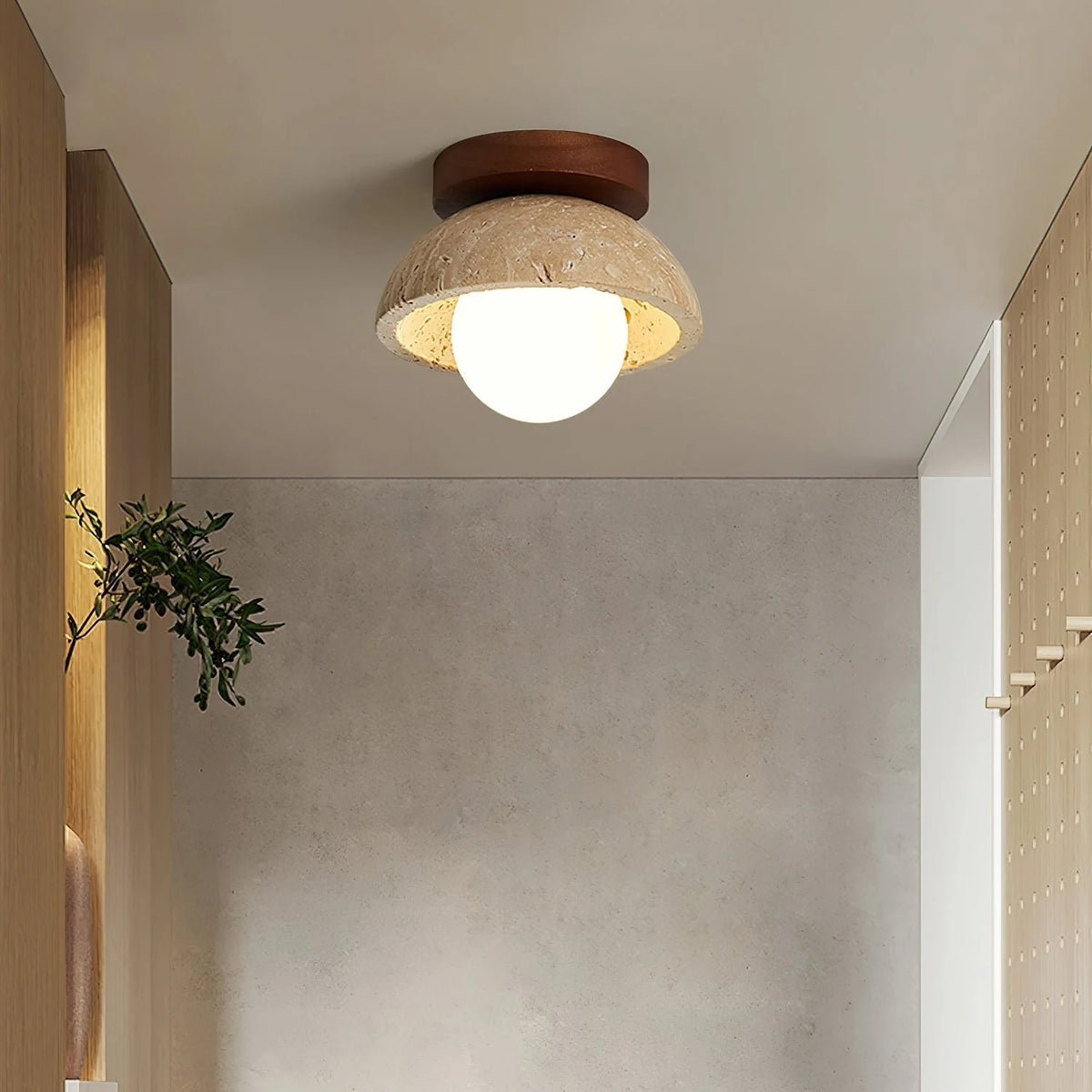 Ceiling Light | Travertine & Wood Ambient Lighting