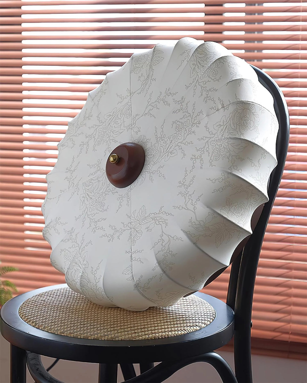 Ceiling Light | Wood Canopy & Pleated Fabric Shade | Dia 40/50/60 cm