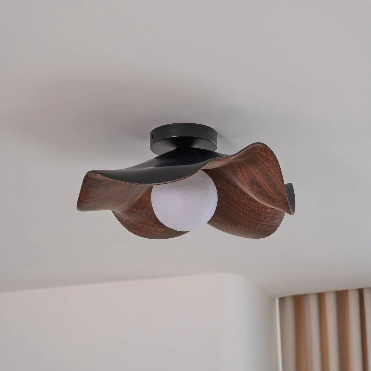 Ceiling Light | Wood Grain Finish & Metal Frame
