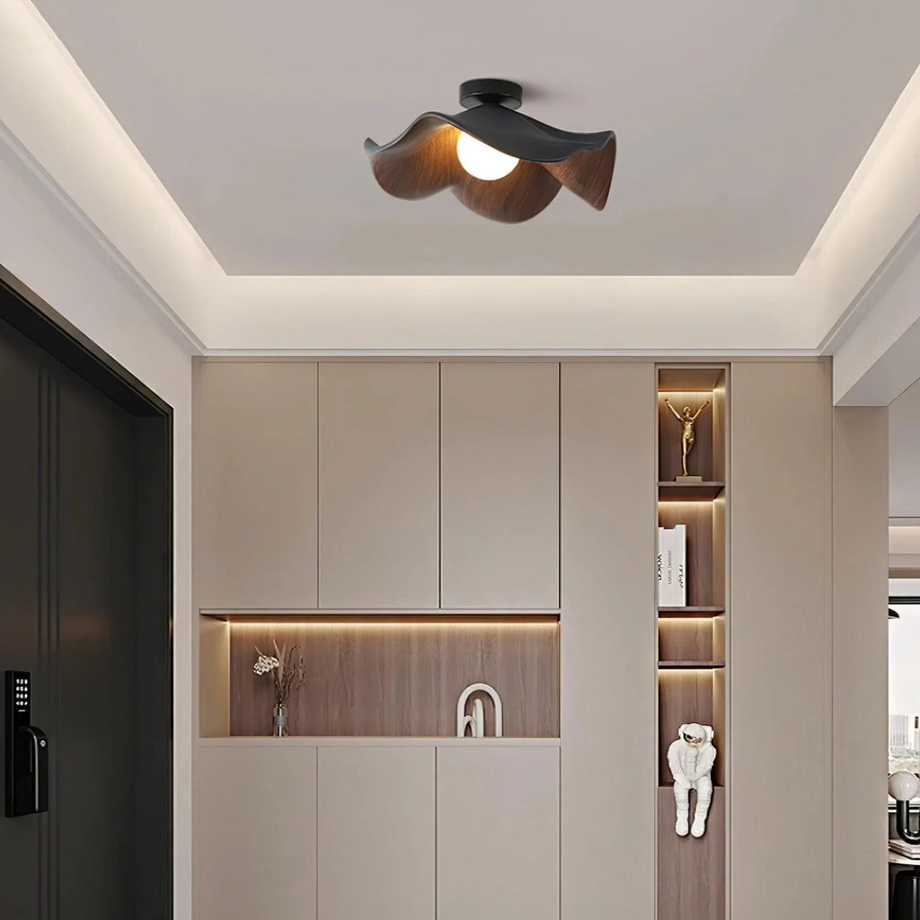 Ceiling Light | Wood Grain Finish & Metal Frame