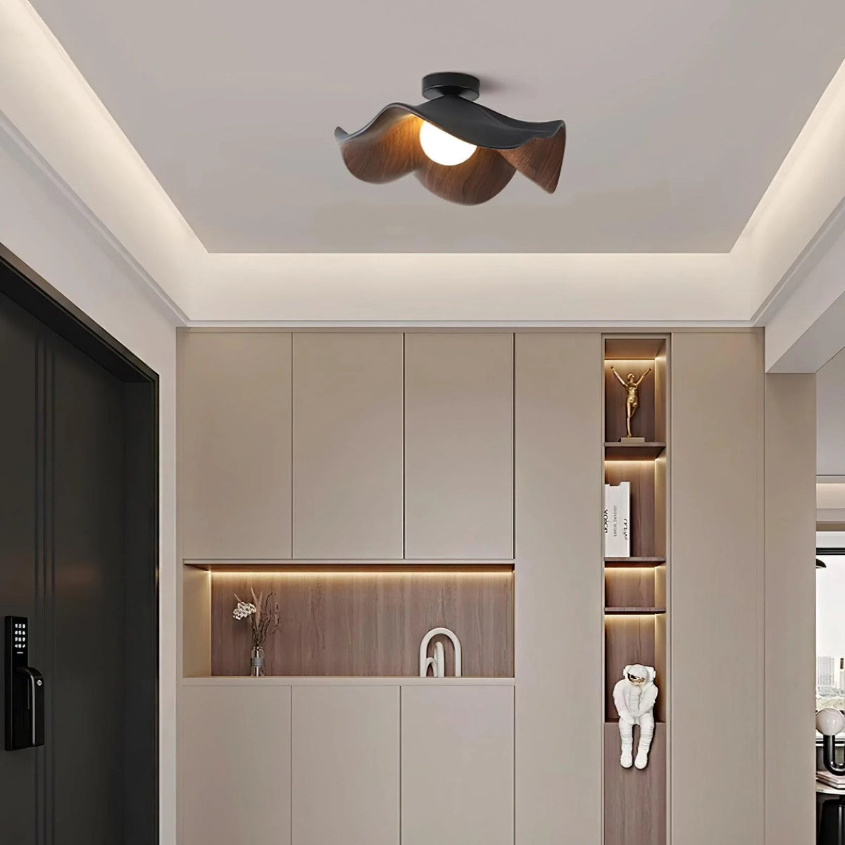 Ceiling Light | Wood Grain Finish & Metal Frame