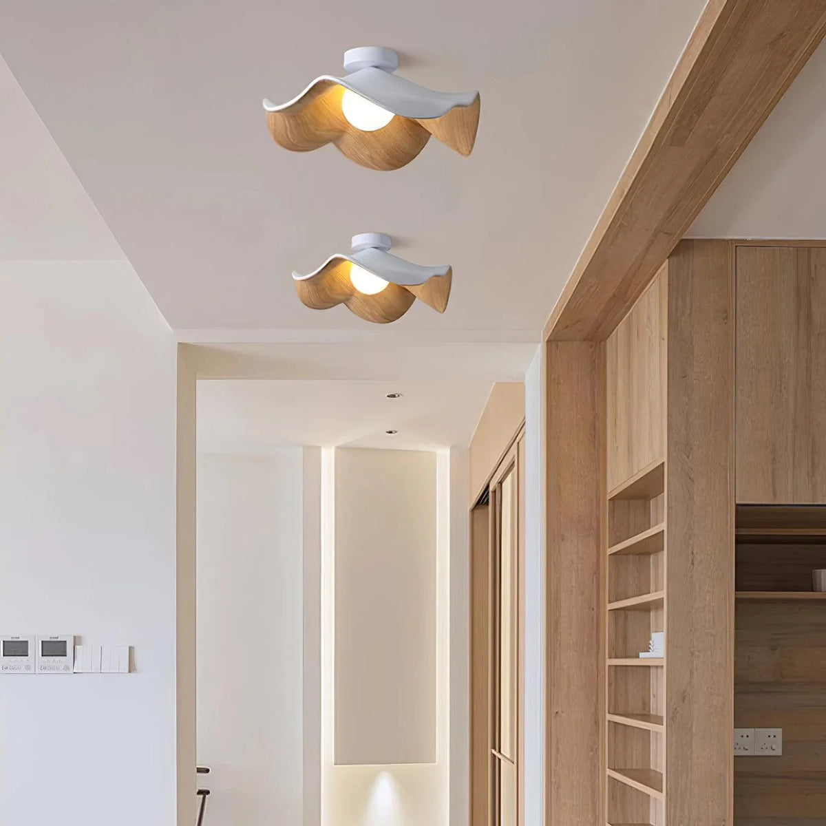 Ceiling Light | Wood Grain Finish & Metal Frame