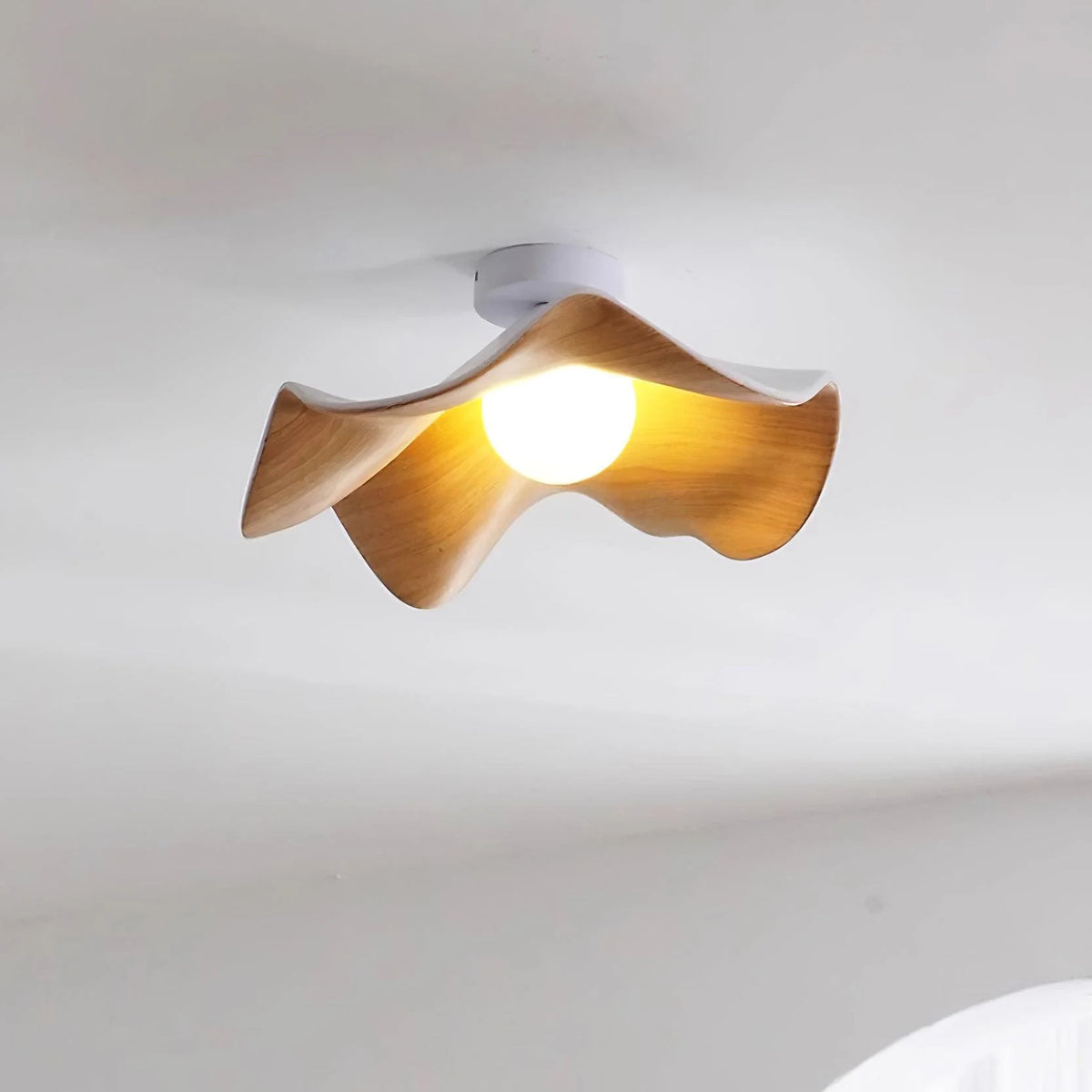 Ceiling Light | Wood Grain Finish & Metal Frame