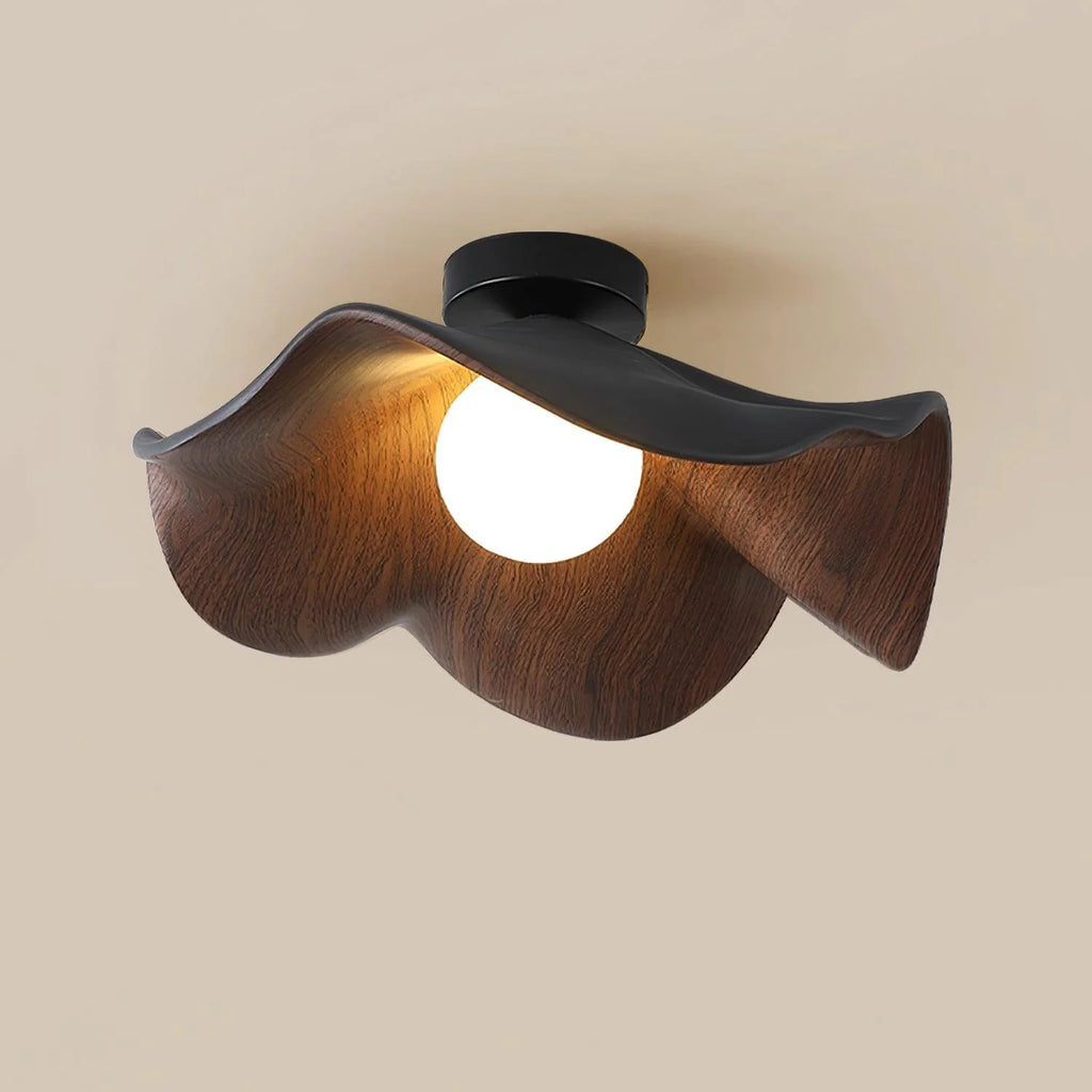 Ceiling Light | Wood Grain Finish & Metal Frame