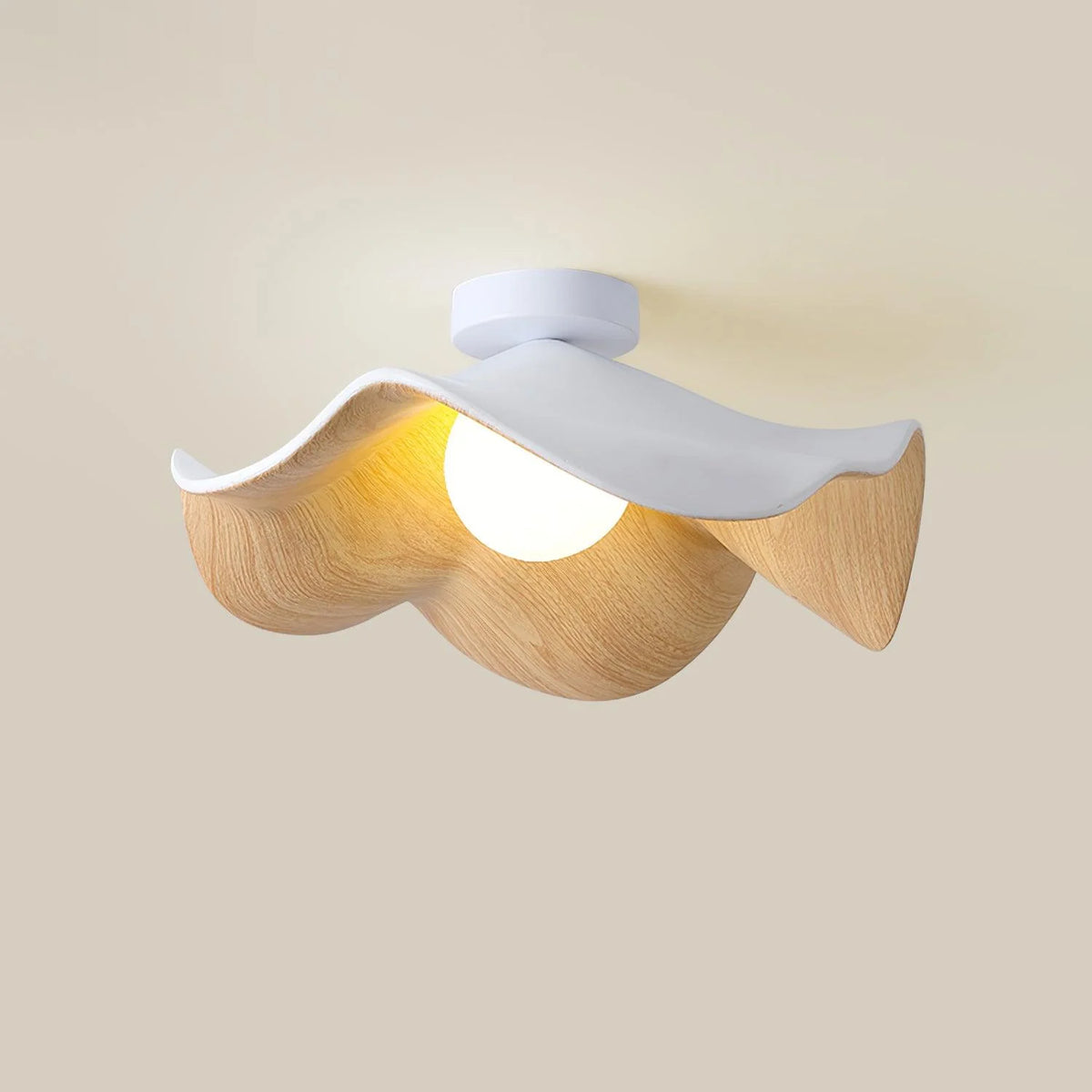 Ceiling Light | Wood Grain Finish & Metal Frame