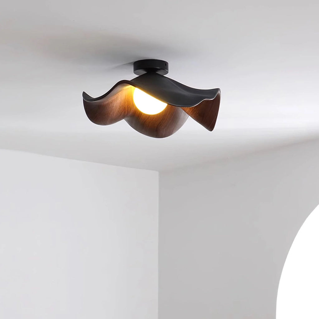 Ceiling Light | Wood Grain Finish & Metal Frame