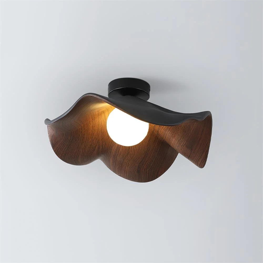 Ceiling Light | Wood Grain Finish & Metal Frame