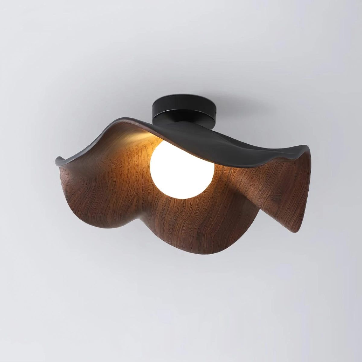 Ceiling Light | Wood Grain Finish & Metal Frame