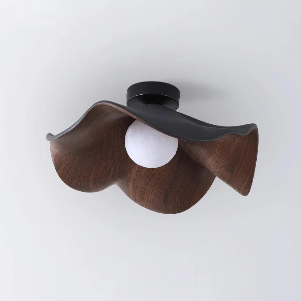 Ceiling Light | Wood Grain Finish & Metal Frame